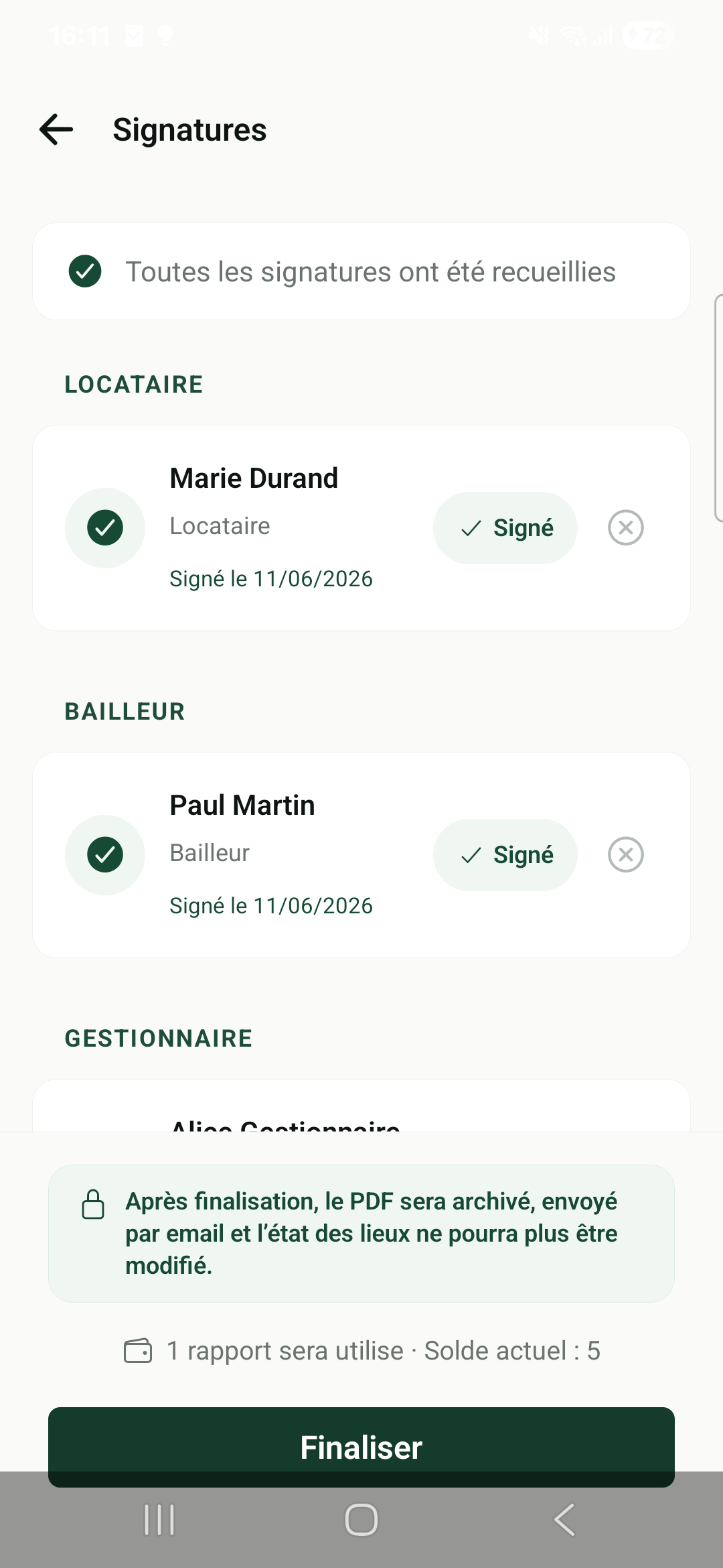 Signatures réelles dans Foncieris État des lieux