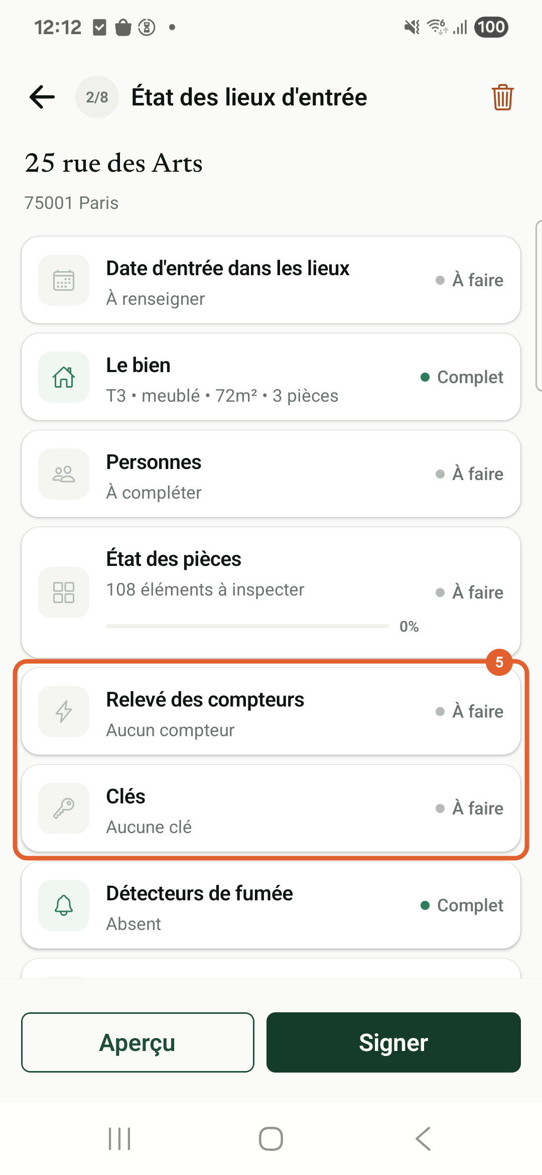 Application Android Foncieris État des lieux en production — Contrôlez compteurs et clés